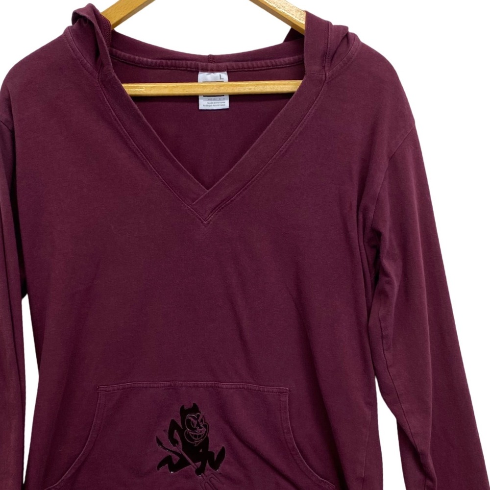 Vintage Nike Arizona State Sun Devils V Neck Hoodie Pullover Maroon Graphic‎
